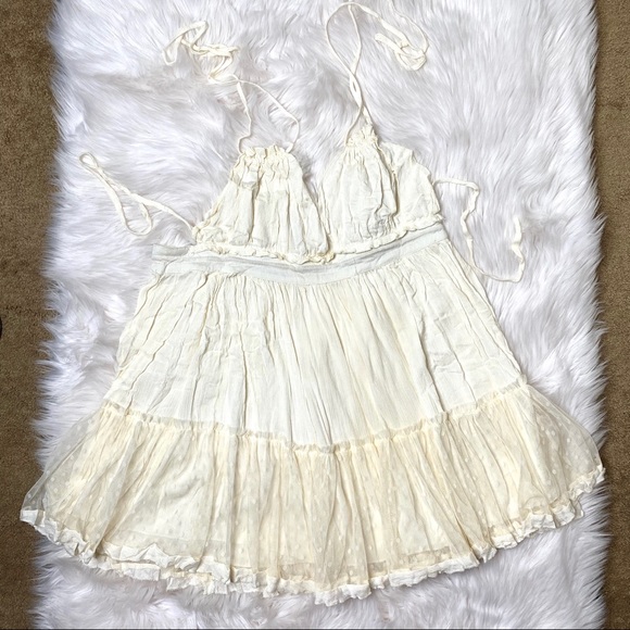 SOLD❗️Boho halter deep V neck Backless Tiered dres - Picture 3 of 8